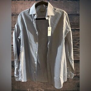 Michael Kors men’s dress shirt, primary color‎ blue with white stripes nwt